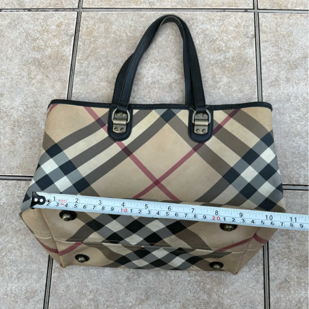 Burberry Classic Check Tote with Burgundy Accents - Picture 7 of 16